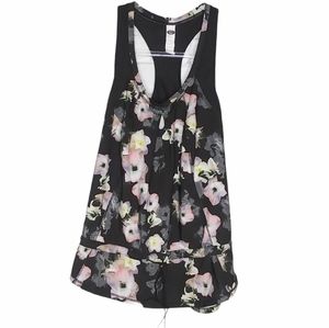 Anthropologie Pure + Good Black Gray Pink soft Floral Workout Tank Top Small